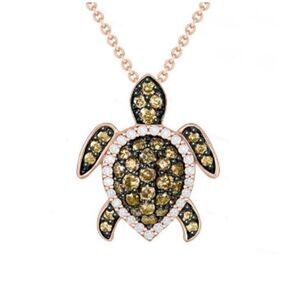 14k Chocolate Brown Diamonds Turtle Necklace